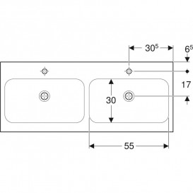 Раковина для ванной Geberit iCon Light 120x48 см двойная с отверстиями под смеситель санфарфор белый 501.838.00.5