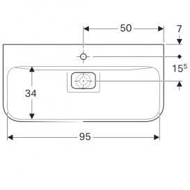 Раковина для ванної Geberit myDay 100 см санфарфор білий/спеціальне керамічне покриття KeraTect 125400600