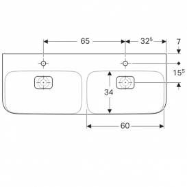 Раковина для ванної Geberit myDay подвійна санфарфор білий/спеціальне керамічне покриття KeraTect 135430600