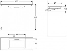 Раковина для ванной Geberit One 105 см санфарфор белый/ KeraTect заслонка полированный хром 500.396.01.2