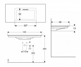 Раковина для ванной Geberit One 105x47.5 см санкерамика белый/KeraTect 505.014.00.1