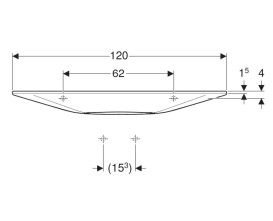 Раковина для ванной Geberit One 120х40 см сантехнический фарфор KeraTect белый/накладка глянцевый хром 500.392.01.1