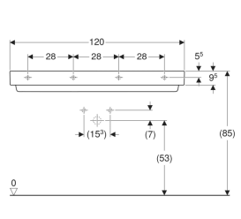 Раковина для ванной Geberit ONE 120х48 сантехнический фарфор KeraTect белый 505.047.00.1