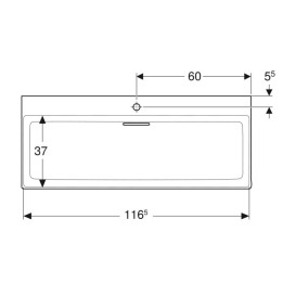 Раковина для ванної Geberit ONE 120х48 сантехнічна порцеляна KeraTect біла 505.048.00.1