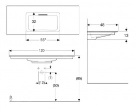 Раковина для ванної Geberit One 120x47.5 см санкераміка білий/KeraTect 505.016.00.1