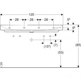 Раковина для ванної Geberit One 120x48 см з двома отворами під змішувач санкераміка білий 505.022.01.5