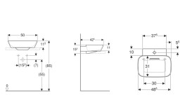 Раковина для ванной Geberit One 50х42,5 см сантехнический фарфор KeraTect белый/накладка белый глянцевый 505.051.00.1