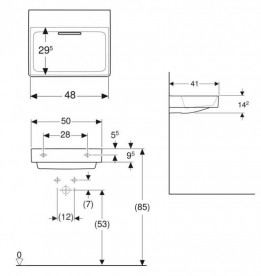 Раковина для ванної Geberit One 50x41 см білий санкераміка/KeraTect 505.018.00.1