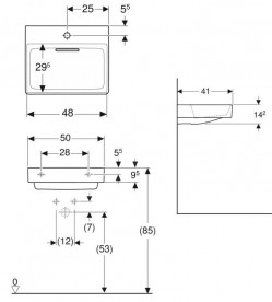 Раковина для ванної Geberit One 50x41 см з отвором під змішувач білий санкераміка/KeraTect 505.019.00.1