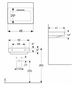 Раковина для ванной Geberit One 50x41 см санкерамика белый матовый 505.025.00.1