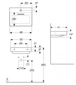 Раковина для ванной Geberit One 50x41 см с отверстием под смеситель санкерамика белый матовый 505.026.00.1