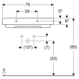 Раковина для ванной Geberit ONE 75х48 сантехнический фарфор KeraTect белый 505.035.00.1