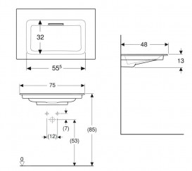 Раковина для ванной Geberit One 75x47.5 см санкерамика белый/KeraTect 505.003.00.1