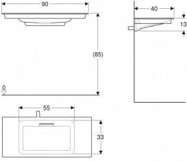 Раковина для ванної Geberit One 90 см білий санфарфор/ KeraTect заслінка білий блискучий 500.395.01.3