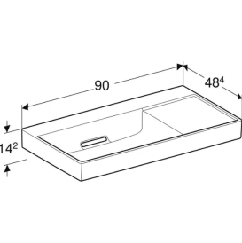 Раковина для ванної Geberit ONE 90х48 полиця праворуч сантехнічний фарфор KeraTect білий 505.042.00.1