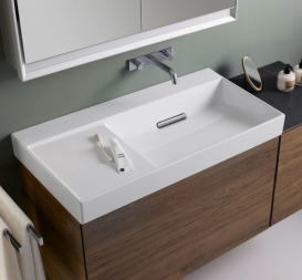 Раковина для ванної Geberit ONE 90х48 полиця ліворуч сантехнічний фарфор KeraTect білий 505.044.00.1