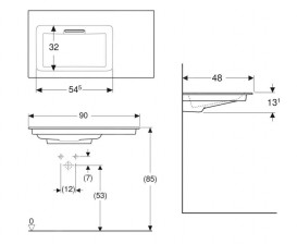 Раковина для ванної Geberit One 90x47.5 см полиця праворуч санкераміка білий/KeraTect 505.008.00.1