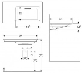 Раковина для ванной Geberit One 90x47.5 см полка слева санкерамика белый/KeraTect 505.013.00.1