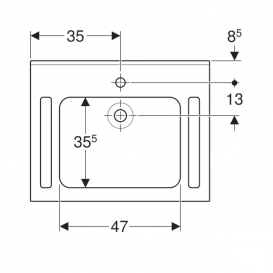 Раковина для ванної Geberit Publica з вирізами для людей з обмеженими можливостями Varicor альпійський білий 402170016