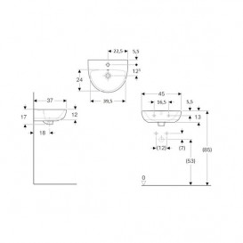 Раковина для ванної Geberit Selnova 45x37 см фарфор білий 500.324.01.1