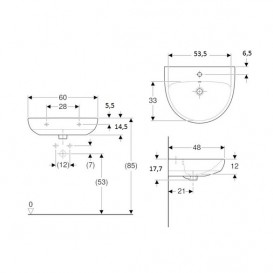 Раковина для ванної Geberit Selnova 60x48 см фарфор білий 500.305.01.1