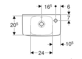 Раковина для ванної Geberit Selnova Compact 45х25 см отвір праворуч сантехнічний фарфор білий 500.318.01.5