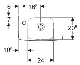 Раковина для ванної Geberit Selnova Compact 45х25 см отвір зліва сантехнічний фарфор білий 500.319.01.5