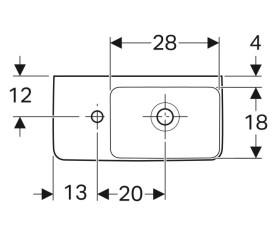 Раковина для ванної Geberit Selnova Compact 50х25 см отвір зліва сантехнічний фарфор білий 501.506.00.7