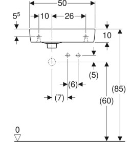 Раковина для ванної Geberit Selnova Compact 50х25 см отвір праворуч сантехнічний фарфор білий 501.513.00.7
