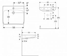 Раковина для ванной Geberit Selnova Comfort 65х55 см фарфор белый 500.292.01.1