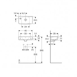 Раковина для ванной Geberit Selnova Compact 45x25 см отверстие слева фарфор белый 500.319.01.1