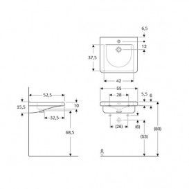 Раковина для ванної Geberit Selnova Comfort Square 55x52,5 см фарфор білий 500.785.00.1