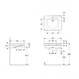 Раковина для ванной Geberit Selnova Comfort Square 65x55 см фарфор белый 500.788.01.1