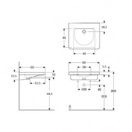 Раковина для ванной Geberit Selnova Comfort Square 65x55 см фарфор белый 500.790.01.1