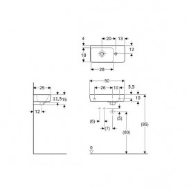 Раковина для ванной Geberit Selnova Compact 50x25 см отверстие слева фарфор белый 501.506.00.1