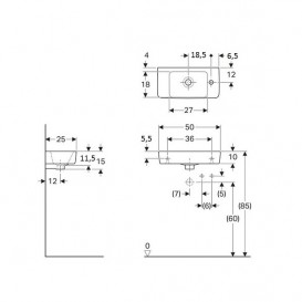 Раковина для ванной Geberit Selnova Compact 50x25 см отверстие справа фарфор белый 501.507.00.1