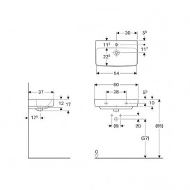 Раковина для ванної Geberit Selnova Compact 60x37 см фарфор білий 501.511.00.1