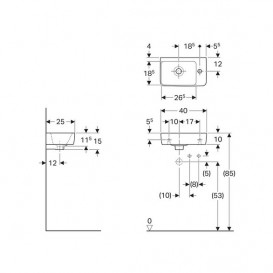 Раковина для ванной Geberit Selnova Compact 40x25 см отверстие справа фарфор белый 501.517.00.1