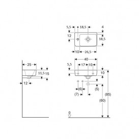 Раковина для ванной Geberit Selnova Compact 40x25 см отверстие слева фарфор белый 501.518.00.1