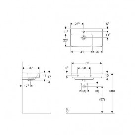 Раковина для ванной Geberit Selnova Compact 65x37 см полка справа фарфор белый 501.551.00.1