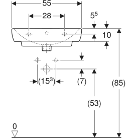 Раковина для ванної Geberit Selnova Square 55х44 см сантехнічна порцеляна біла 500.291.01.7