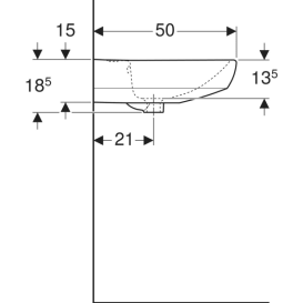 Раковина для ванної Geberit Selnova Square 65х50 см сантехнічна порцеляна біла 500.297.01.7