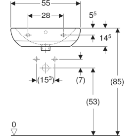 Раковина для ванної Geberit Selnova Square 55х44 см сантехнічна порцеляна біла 500.304.01.7