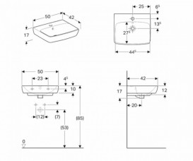 Раковина для ванной Geberit Selnova Square 50х42 см фарфор белый 500.310.01.1