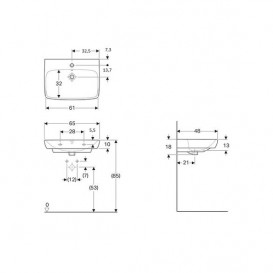 Раковина для ванної Geberit Selnova Square 65x48 см фарфор білий 500.299.01.1