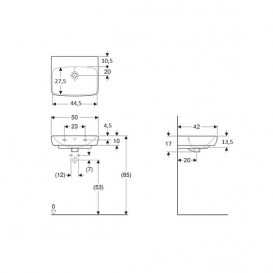 Раковина для ванной Geberit Selnova Square 50x42 см фарфор белый 500.301.01.1