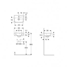Раковина для ванной Geberit Selnova Square 36x28 см фарфор белый 500.316.01.1