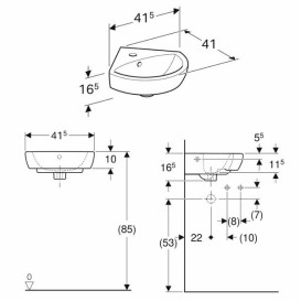 Раковина для ванної Geberit Selnova кутова 41,5х41 см сантехнічна порцеляна білий 500.326.01.5