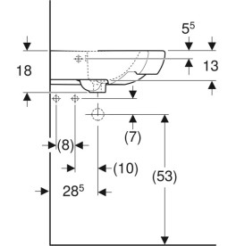 Раковина для ванной Geberit Selnova угловая 59х56 см сантехнический фарфор белый 501.050.00.5
