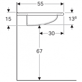 Раковина для ванной Geberit Vitalis 55 см для лиц с ограниченными возможностями санфарфор белый 221555000